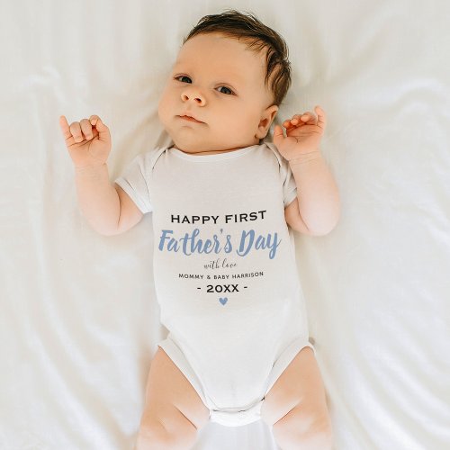 Cute Happy 1st Fathers Day Boy Keepsake Baby Bodysuit