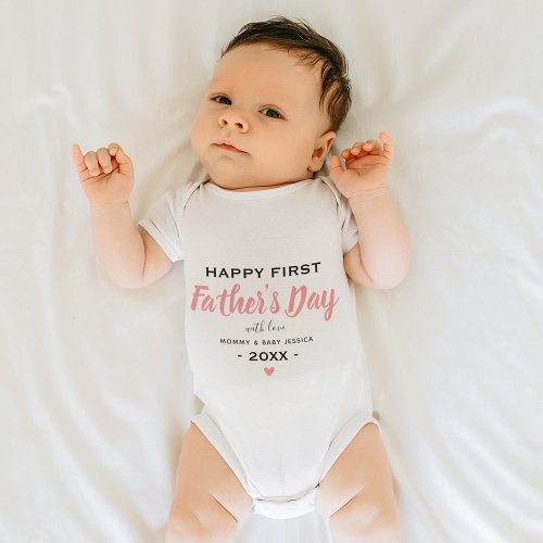 Cute Happy 1st Fathers Day Boy Keepsake Girl  Baby Bodysuit