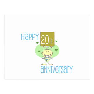 Cute, "Happy 20th Anniversary" design Postcard