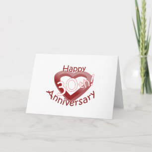 Cute, "Happy 30th Anniversary" Heart design Card