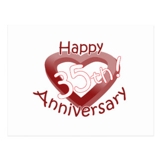 Cute, "Happy 35th Anniversary" Heart Design Postcard