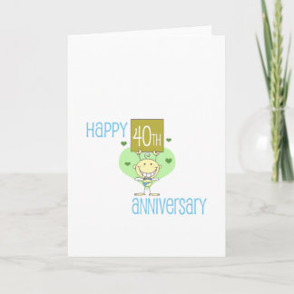 Cute, "Happy 40th Anniversary" design Card