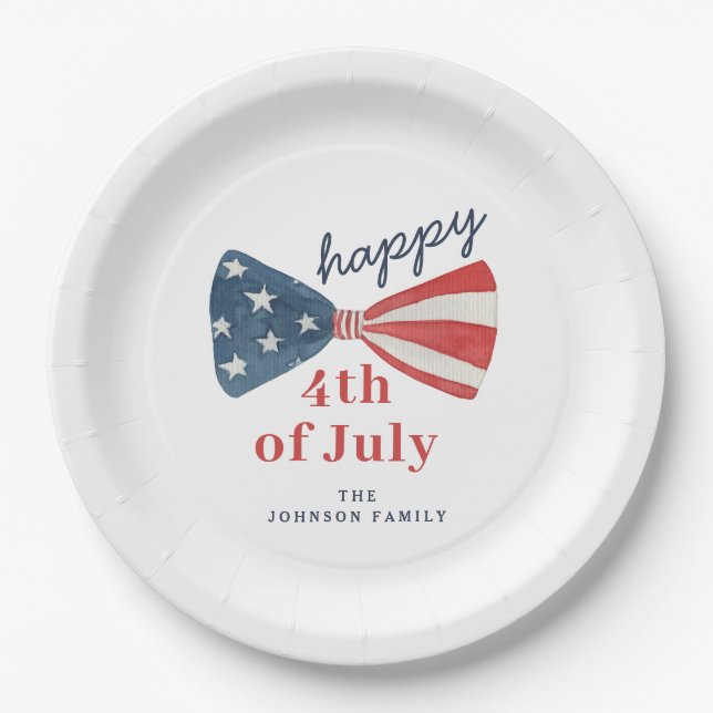 Cute Happy 4th of July Paper Plates (Front)