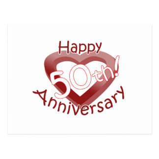 Cute, "Happy 50th Anniversary" Heart design Postcard