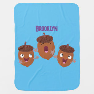 Cute happy acorns singing cartoon for kids baby blanket