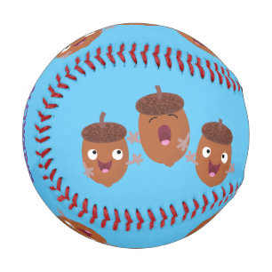 Cute happy acorns singing cartoon for kids baseball