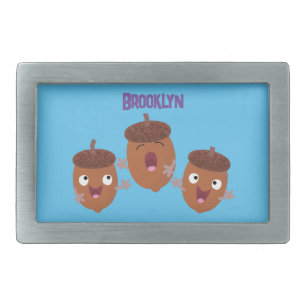 Cute happy acorns singing cartoon for kids belt buckle