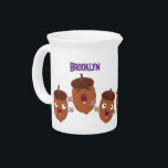 Cute happy acorns singing cartoon for kids beverage pitcher<br><div class="desc">These cute happy acorns are singing in fun cartoon style just for kids! Lots of nutty fun from the forest!</div>