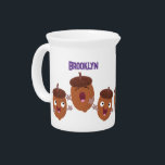 Cute happy acorns singing cartoon for kids beverage pitcher<br><div class="desc">These cute happy acorns are singing in fun cartoon style just for kids! Lots of nutty fun from the forest!</div>