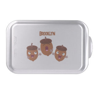 Cute happy acorns singing cartoon for kids cake pan