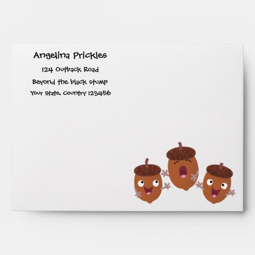 Cute happy acorns singing cartoon for kids  envelope