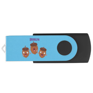 Cute happy acorns singing cartoon for kids flash drive