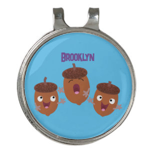 Cute happy acorns singing cartoon for kids golf hat clip