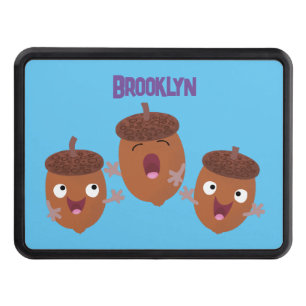 Cute happy acorns singing cartoon for kids hitch cover