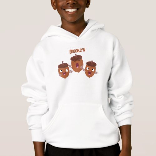 Cute happy acorns singing cartoon for kids hoodie