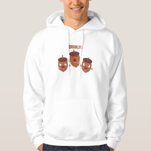 Cute happy acorns singing cartoon for kids hoodie