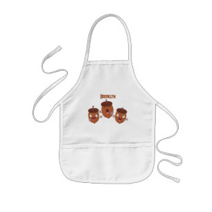 Cute happy acorns singing cartoon for kids kids' apron