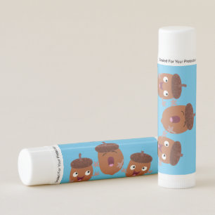 Cute happy acorns singing cartoon for kids lip balm