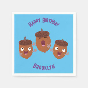 Cute happy acorns singing cartoon for kids napkins