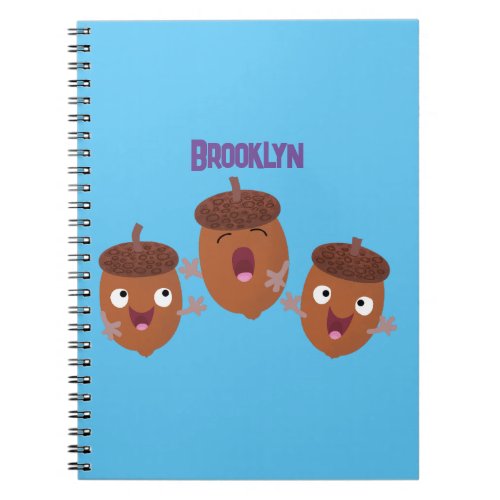 Cute happy acorns singing cartoon for kids notebook