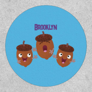 Cute happy acorns singing cartoon for kids patch