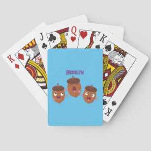 Cute happy acorns singing cartoon for kids poker cards