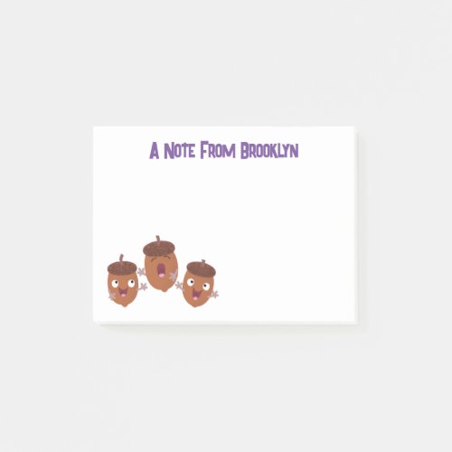 Cute happy acorns singing cartoon for kids post_it notes