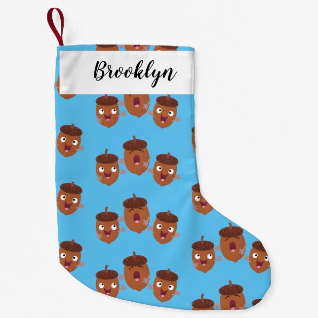 Cute happy acorns singing cartoon for kids  small christmas stocking (Front)