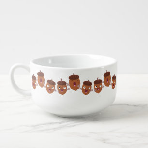Cute happy acorns singing cartoon for kids soup mug