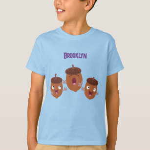 Cute happy acorns singing cartoon for kids T-Shirt