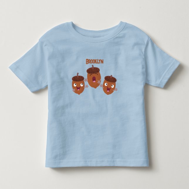 Cute happy acorns singing cartoon for kids toddler t-shirt (Front)