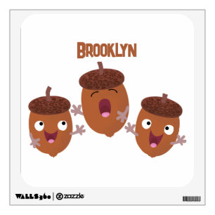 Cute happy acorns singing cartoon for kids wall decal