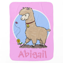 Cute happy alpaca with butterfly cartoon