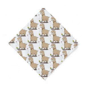 Cute happy alpaca with butterfly cartoon bandana