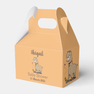Cute happy alpaca with butterfly cartoon favor boxes