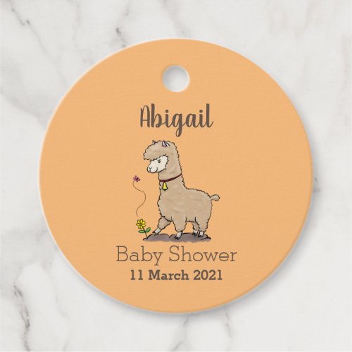 Cute happy alpaca with butterfly cartoon  favor tags