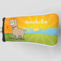Cute happy alpaca with butterfly cartoon