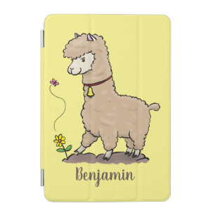 Cute happy alpaca with butterfly cartoon iPad mini cover