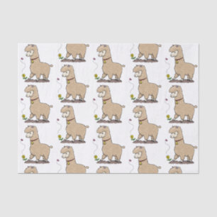 Cute happy alpaca with butterfly cartoon tissue paper
