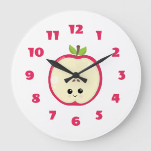 Cute Happy Apple Large Clock