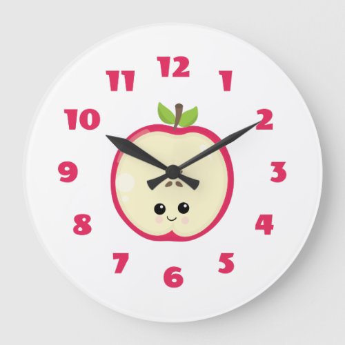 Cute Happy Apple Large Clock