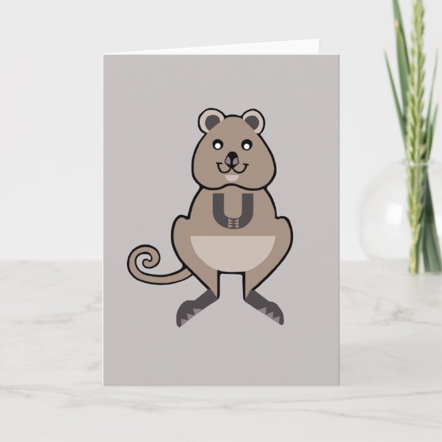 Cute, happy Aussie wildlife-  QUOKKA - Marsupial Card (Front)