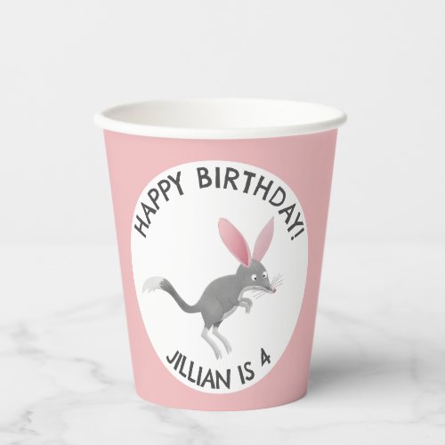 Cute happy Australian bilby birthday personalised Paper Cups