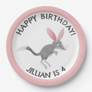 Cute happy Australian bilby birthday personalised Paper Plates