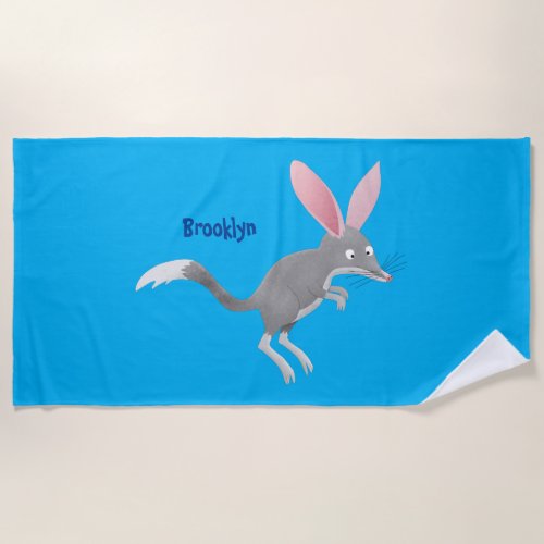 Cute happy Australian bilby cartoon Beach Towel