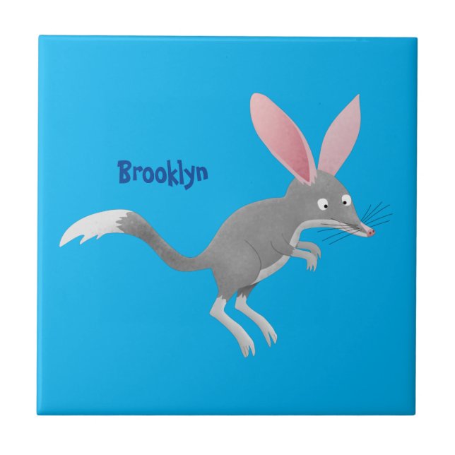 Cute happy Australian bilby cartoon Ceramic Tile (Front)