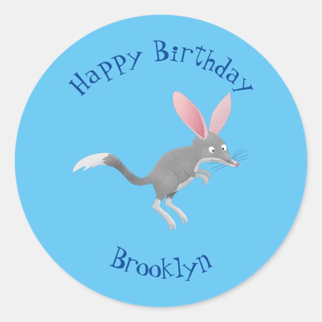 Cute happy Australian bilby cartoon Classic Round Sticker (Front)