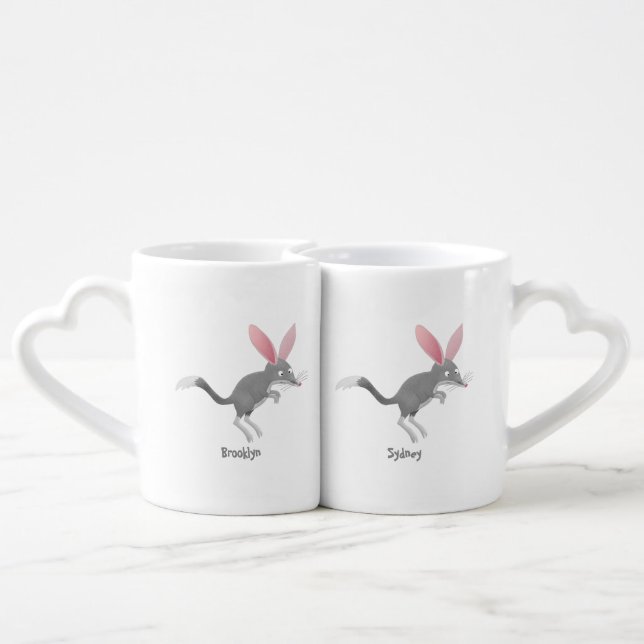 Cute happy Australian bilby cartoon  Coffee Mug Set (Back Nesting)