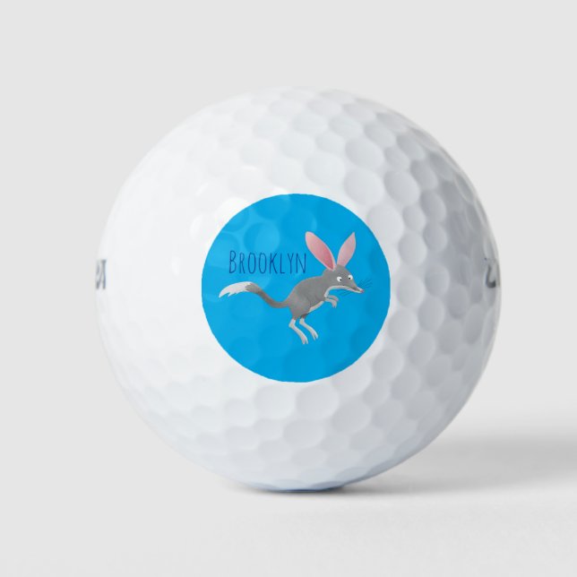 Cute happy Australian bilby cartoon  Golf Balls (Front)