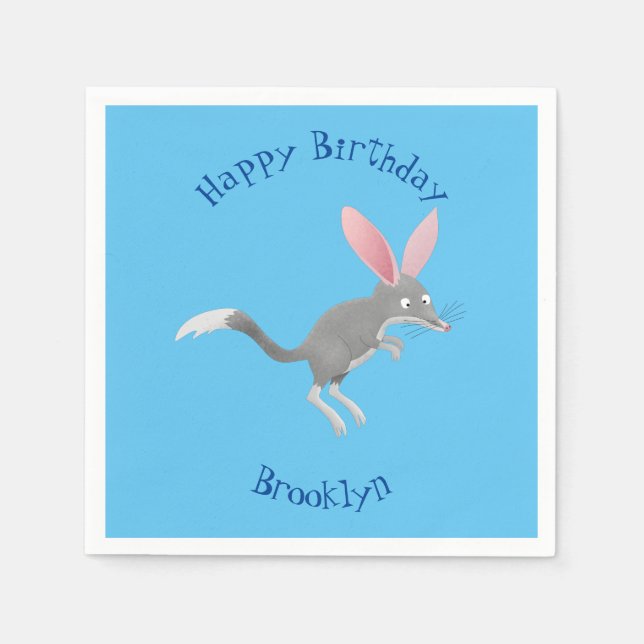 Cute happy Australian bilby cartoon Napkins (Front)